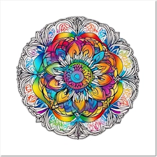 Vibrant Rainbow Mandala Artwork No. 766 Posters and Art